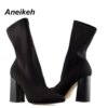 bottines femme à bout pointu pour femme, chaussures à talons hauts carrés