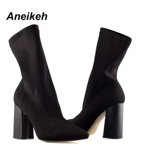 bottines femme à bout pointu pour femme, chaussures à talons hauts carrés