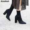 bottines femme à bout pointu pour femme, chaussures à talons hauts carrés