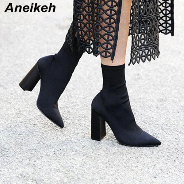 bottines femme à bout pointu pour femme, chaussures à talons hauts carrés