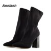 bottines femme à bout pointu pour femme, chaussures à talons hauts carrés