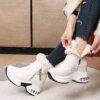 bottines femme chaudes à plateforme pour femme, bottines de neige