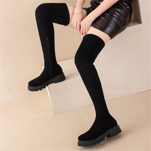 bottes femme à plateforme confortables pour femme, chaussures chaudes à talons carrés en peluche