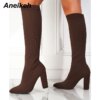 bottes femme tendance pour femmes, bottes en tissu extensible, au-dessus du genou