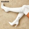 bottes femme à talons fins rayées de 11CM pour femmes