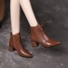 bottines femme courtes en cuir à talons épais pour femme