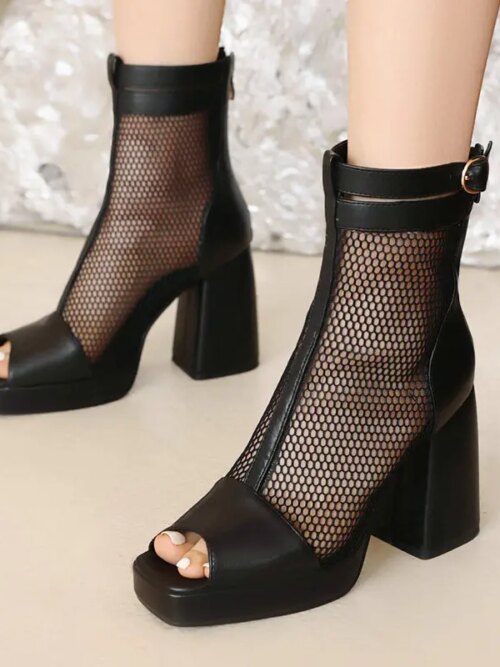 bottines femme d'été Sexy à talons hauts et carrés pour femmes