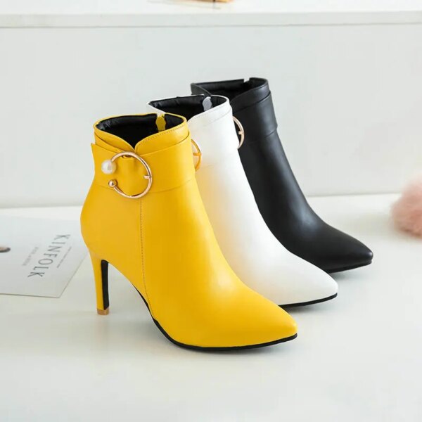 bottines femme à talons hauts et fins pour femme, bottes confortables à fermeture éclair