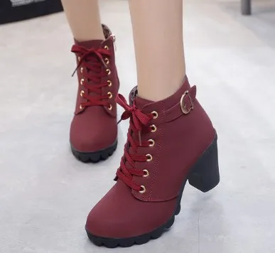 bottines femme à lacets en cuir artificiel pour femmes