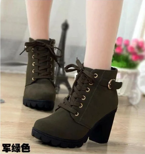 bottines femme à lacets en cuir artificiel pour femmes