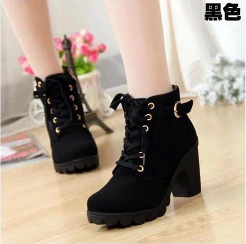 bottines femme à lacets en cuir artificiel pour femmes