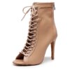 bottines femme de danse latine pour femmes, chaussures à bout ouvert