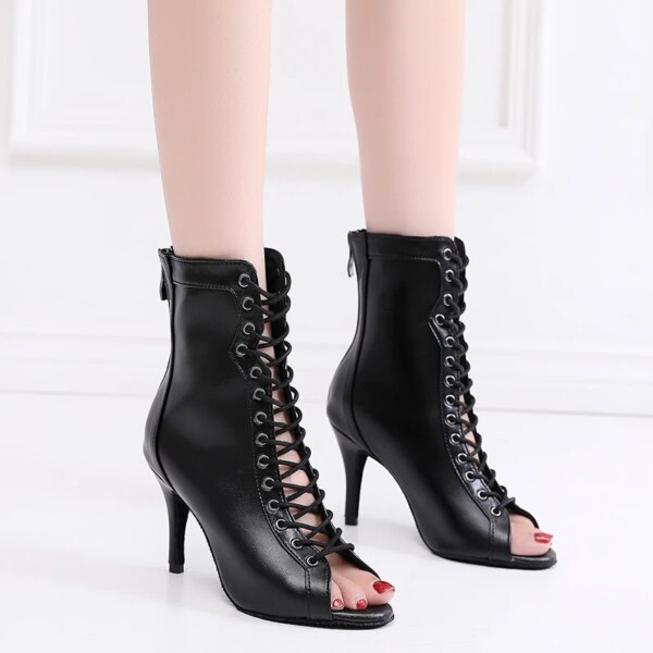 bottines femme de danse latine pour femmes, chaussures à bout ouvert