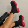 bottines femme à plateforme avec talons pour femmes, chaussettes tricotées sans lacets