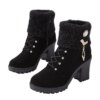 bottines femme de neige imperméables à talon épais avec tête ronde pour femme