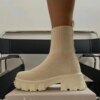 bottines femme à plateforme avec talons pour femmes, chaussettes tricotées sans lacets