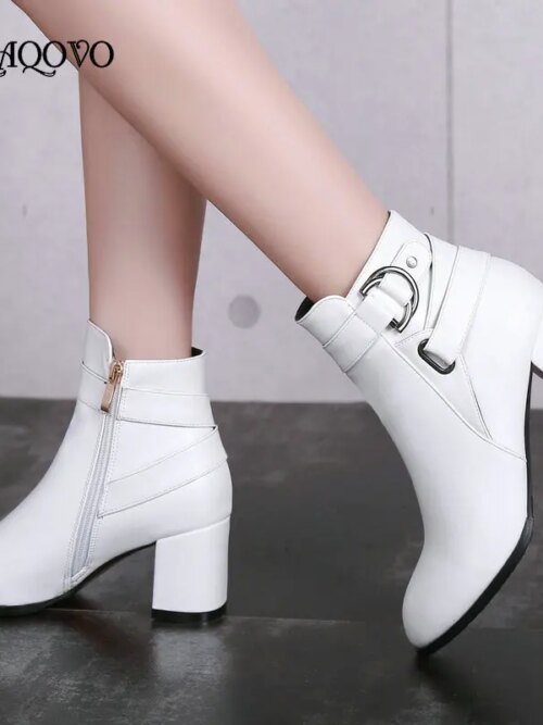 bottines femme à talons hauts carrés pour femme, chaussures à bout pointu