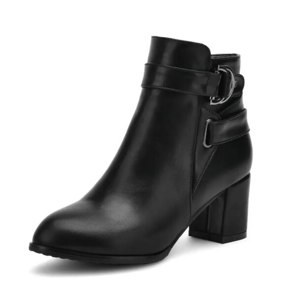 bottines femme à talons hauts carrés pour femme, chaussures à bout pointu