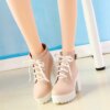 bottines femme Martin à bout rond pour femme, chaussures à talons hauts