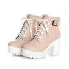 bottines femme Martin à bout rond pour femme, chaussures à talons hauts