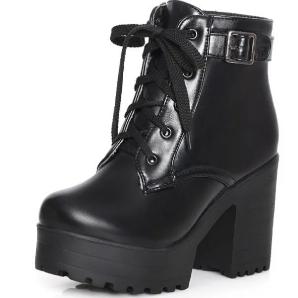 bottines femme Martin à bout rond pour femme, chaussures à talons hauts