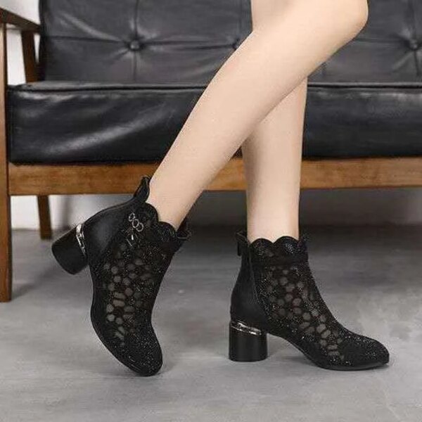 44591-d45e3a.jpg bottines femme Sandales en gaze à talons épais avec strass pour femme, bottines en maille