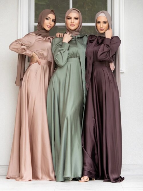 Abaya Robe longue à lacets pour femmes musulmanes, Abaya marocaine