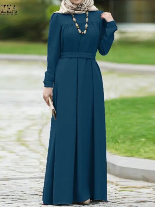 Abaya – robe longue Maxi à manches longues pour femmes, décontractée