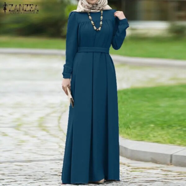 Abaya – robe longue Maxi à manches longues pour femmes, décontractée
