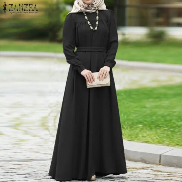 Abaya – robe longue Maxi à manches longues pour femmes, décontractée