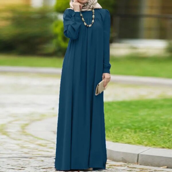 Abaya – robe longue Maxi à manches longues pour femmes, décontractée