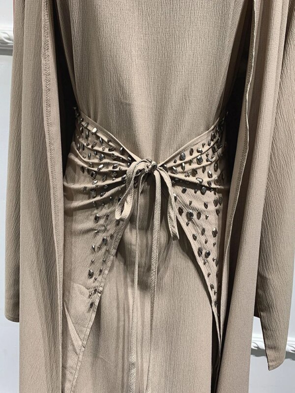 Abaya-Robe musulmane 3 pièces pour femmes, tenue de soirée, kaftan marocain
