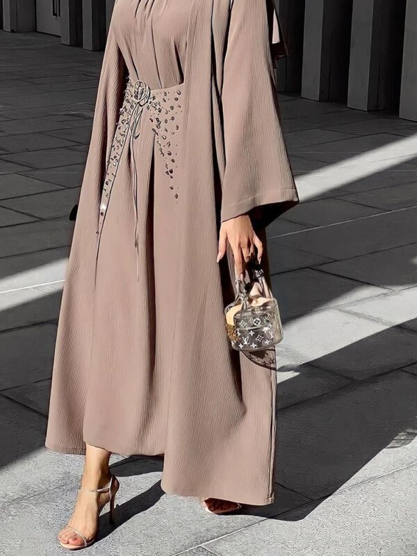 Abaya-Robe musulmane 3 pièces pour femmes, tenue de soirée, kaftan marocain