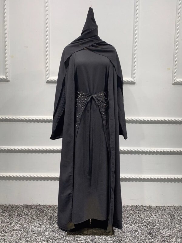 Abaya-Robe musulmane 3 pièces pour femmes, tenue de soirée, kaftan marocain
