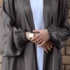 45645-8bfb40.jpg Abaya Robe musulmane lisse et soyeuse pour femmes, Abayas musulmanes longues