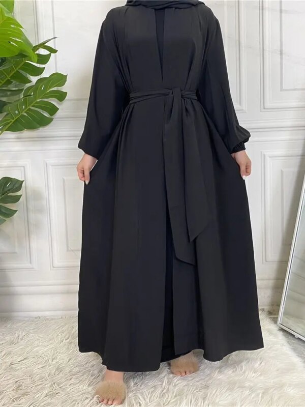 Abaya Robe musulmane lisse et soyeuse pour femmes, Abayas musulmanes longues
