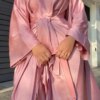 Abaya en satin assortis pour femmes, ensembles musulmans, robe Hijab