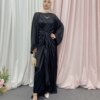 Abaya en satin assortis pour femmes, ensembles musulmans, robe Hijab