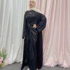 Abaya en satin assortis pour femmes, ensembles musulmans, robe Hijab