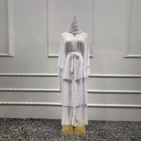 Abaya en mousseline de soie pour femmes, kimono ouvert pour Ramadan Eid Mubarak