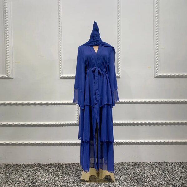 Abaya en mousseline de soie pour femmes, kimono ouvert pour Ramadan Eid Mubarak