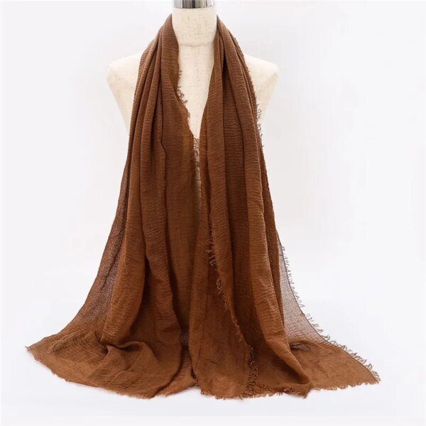 hijab Foulard froissé en coton doux pour femme musulmane, 70x180cm, châles et enveloppes islamiques