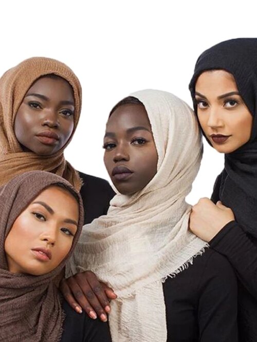 45979-de051a.jpg hijab Foulard froissé en coton doux pour femme musulmane, 70x180cm, châles et enveloppes islamiques