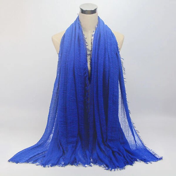 hijab Foulard froissé en coton doux pour femme musulmane, 70x180cm, châles et enveloppes islamiques