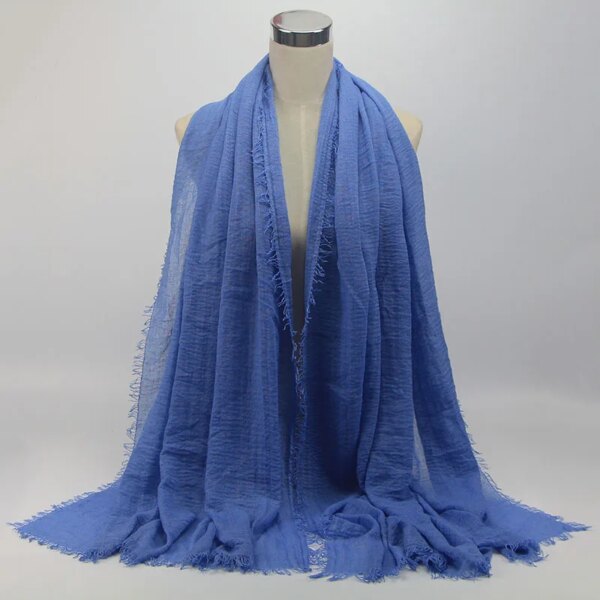 hijab Foulard froissé en coton doux pour femme musulmane, 70x180cm, châles et enveloppes islamiques
