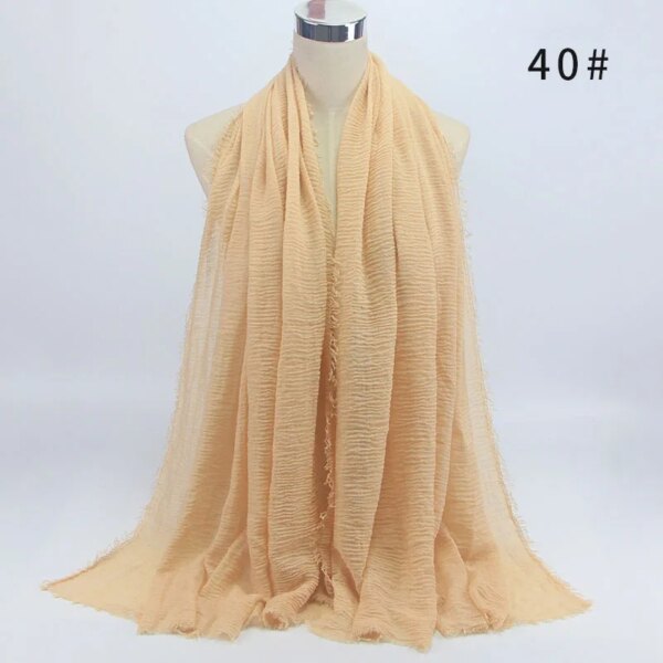 45988-c2cd23.jpg hijab Foulard froissé en coton doux pour femme musulmane, 70x180cm, châles et enveloppes islamiques