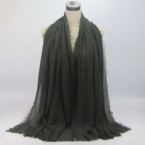 hijab Foulard froissé en coton doux pour femme musulmane, 70x180cm, châles et enveloppes islamiques