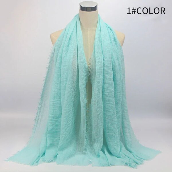 hijab Foulard froissé en coton doux pour femme musulmane, 70x180cm, châles et enveloppes islamiques