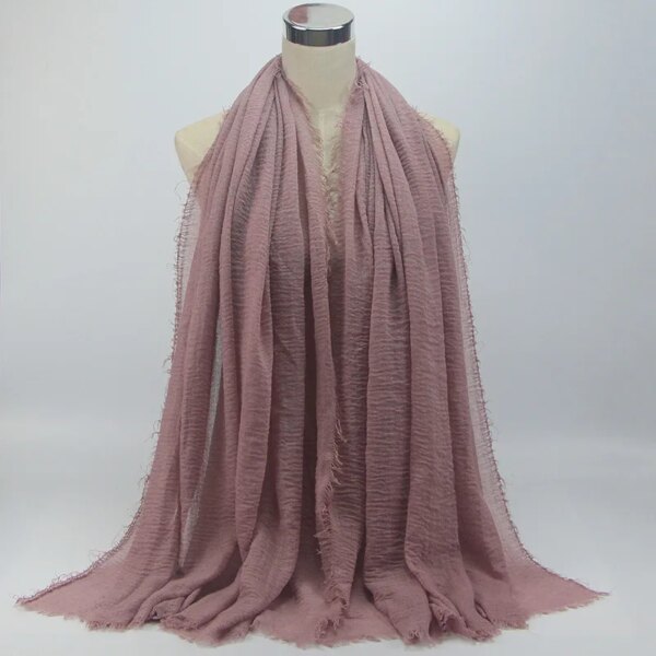46004-f3eb00.jpg hijab Foulard froissé en coton doux pour femme musulmane, 70x180cm, châles et enveloppes islamiques