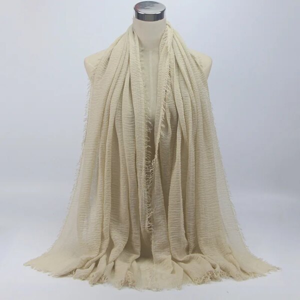 hijab Foulard froissé en coton doux pour femme musulmane, 70x180cm, châles et enveloppes islamiques
